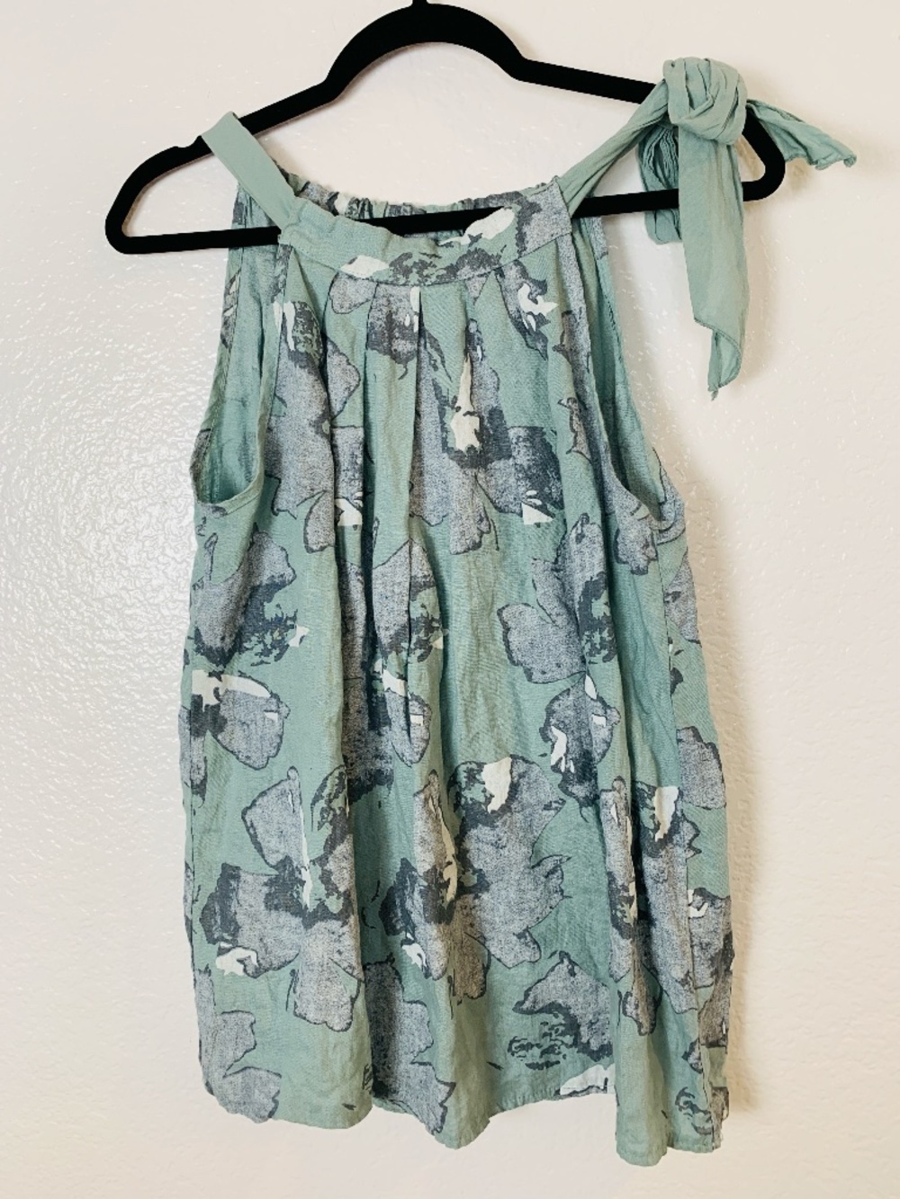 Bellambia Linen Top Womens Medium Round Halter Neck With Tie Made in Italy